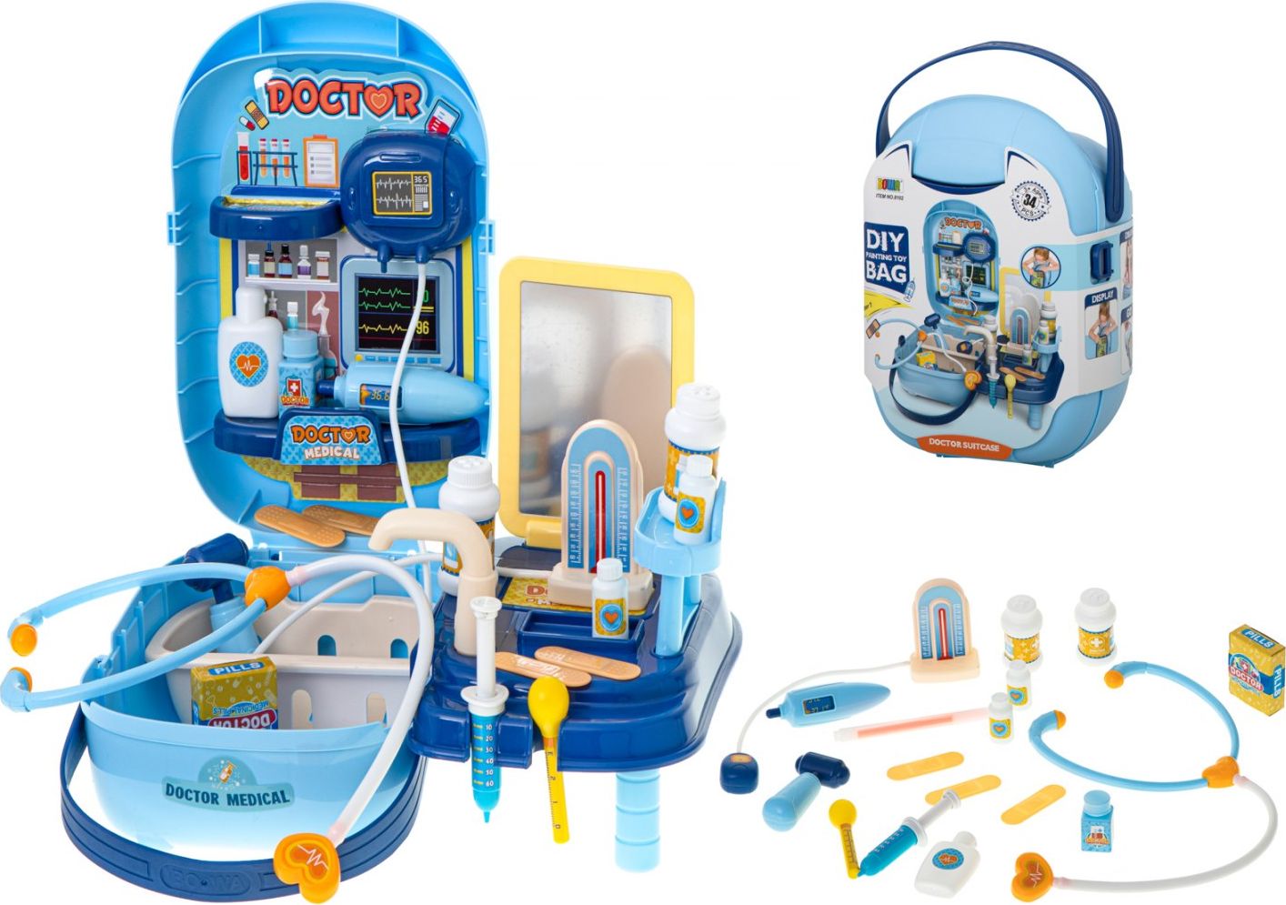 Art-Pol Zestaw lekarza z akcesoriami w walizce 34 elementy + stolik (KX6388)