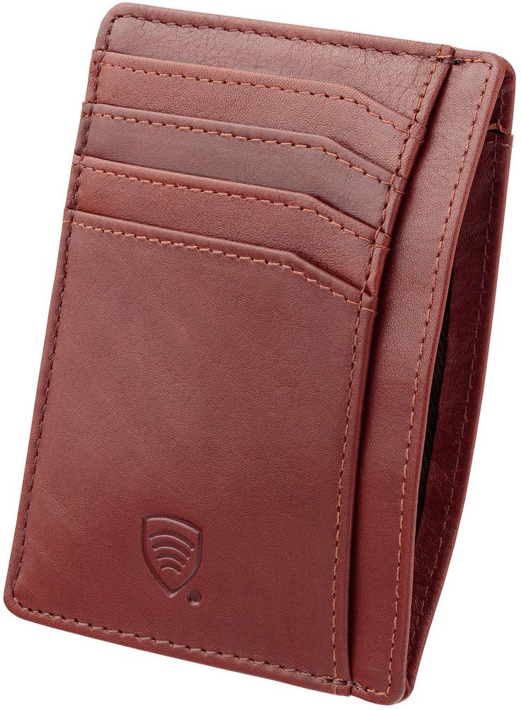 Skórzane etui na karty zbliżeniowe RFID do marynarki (Brąz) Uniwersalny