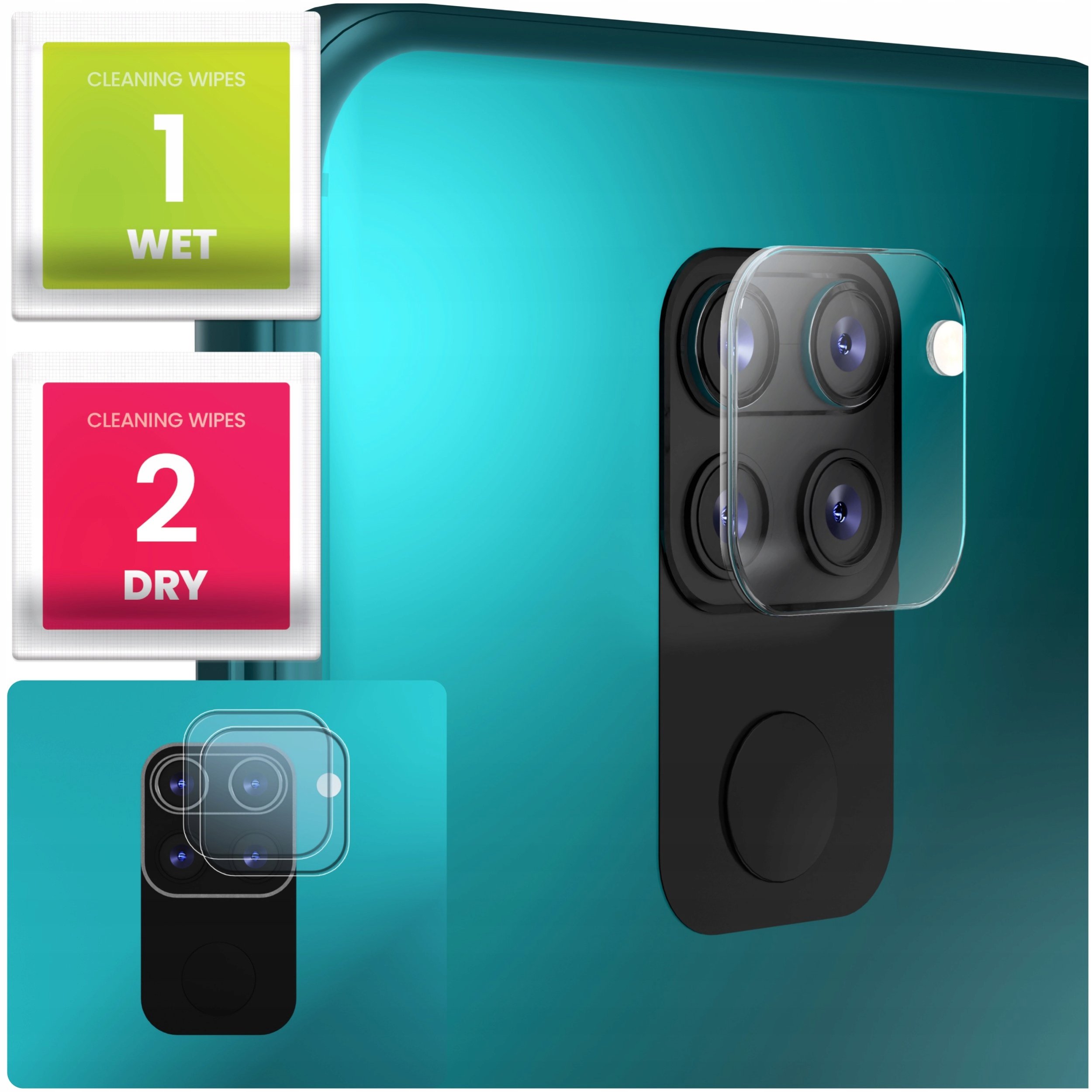 2-PAK Szkło Na Aparat Do Xiaomi Redmi Note 9 (Hartowane, Na Obiektyw, 9H)