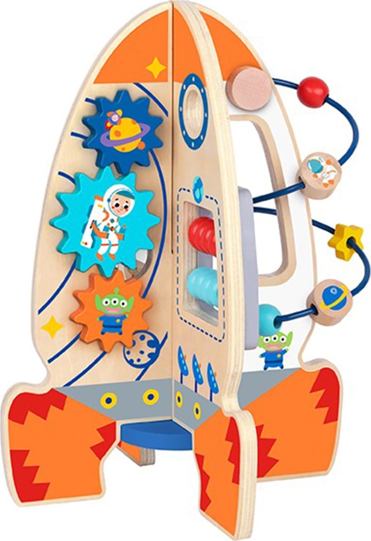 Tooky Toy Tooky Toy Duża Drewniana Zabawka Edukacyjna Wielofunkcyjna Rakieta