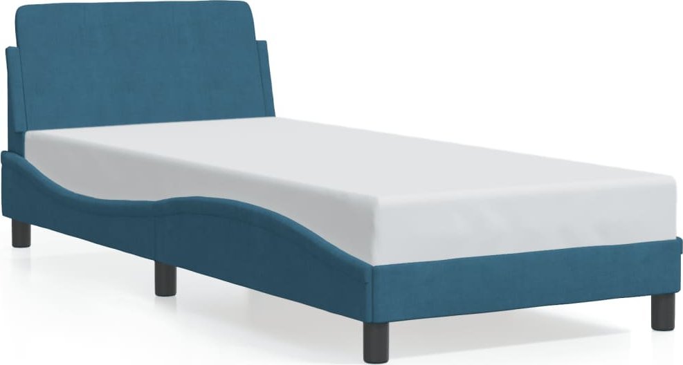 vidaXL Rama łóżka z zagłówkiem, niebieska, 80x200 cm, aksamitna