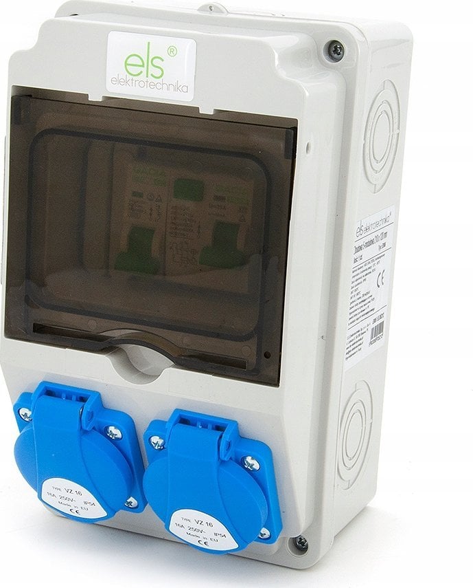 ELS Elektrotechnika Rozdzielnica budowlana, ogrodowa 2*GS 230V + zabezpieczenia + różnicówka, 6NO21C00F