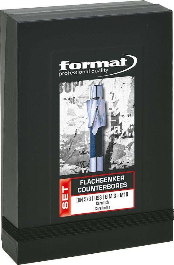 Zestaw pogłębiaczy płaskich do otworów pod gwint DIN373 M3-M10 FORMAT