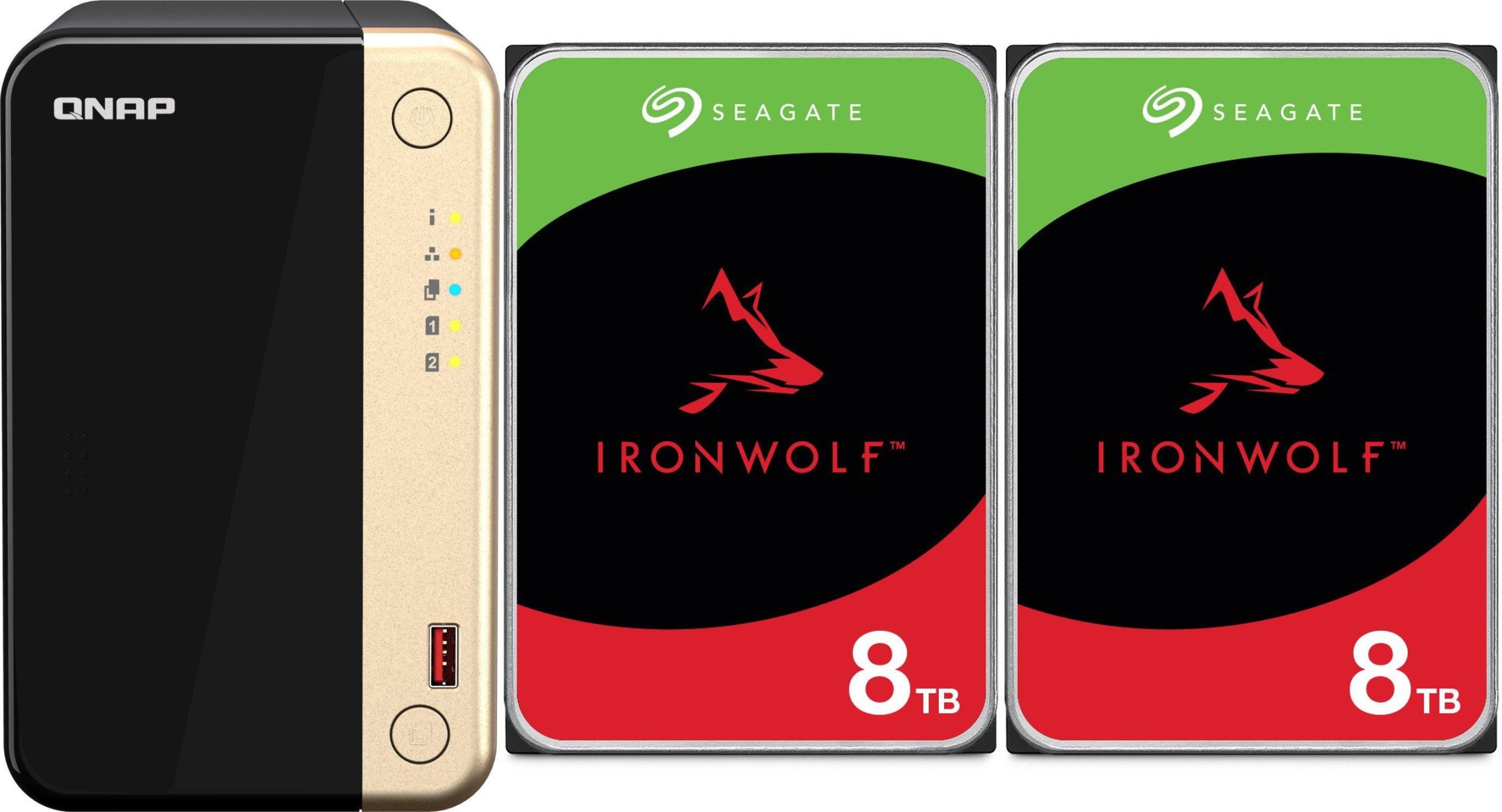 Serwer plików Qnap TS-264-8G + 2x Seagate IronWolf 8TB (ST8000VN004)