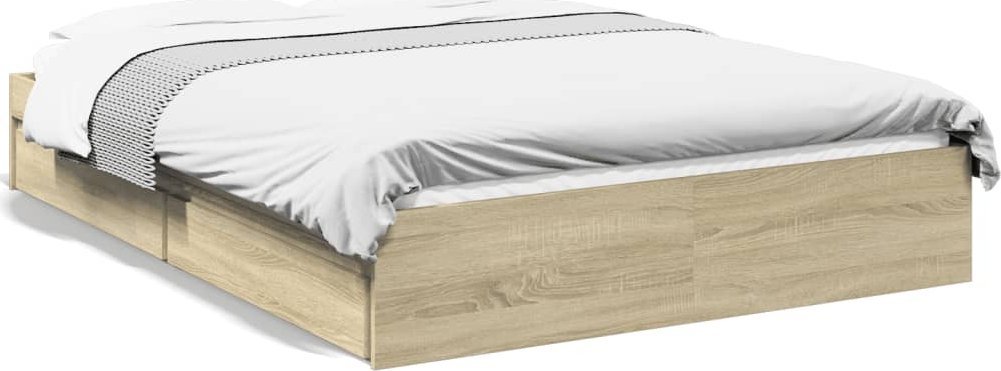 vidaXL vidaXL Rama łóżka z szufladami, dąb sonoma, 140x190 cm