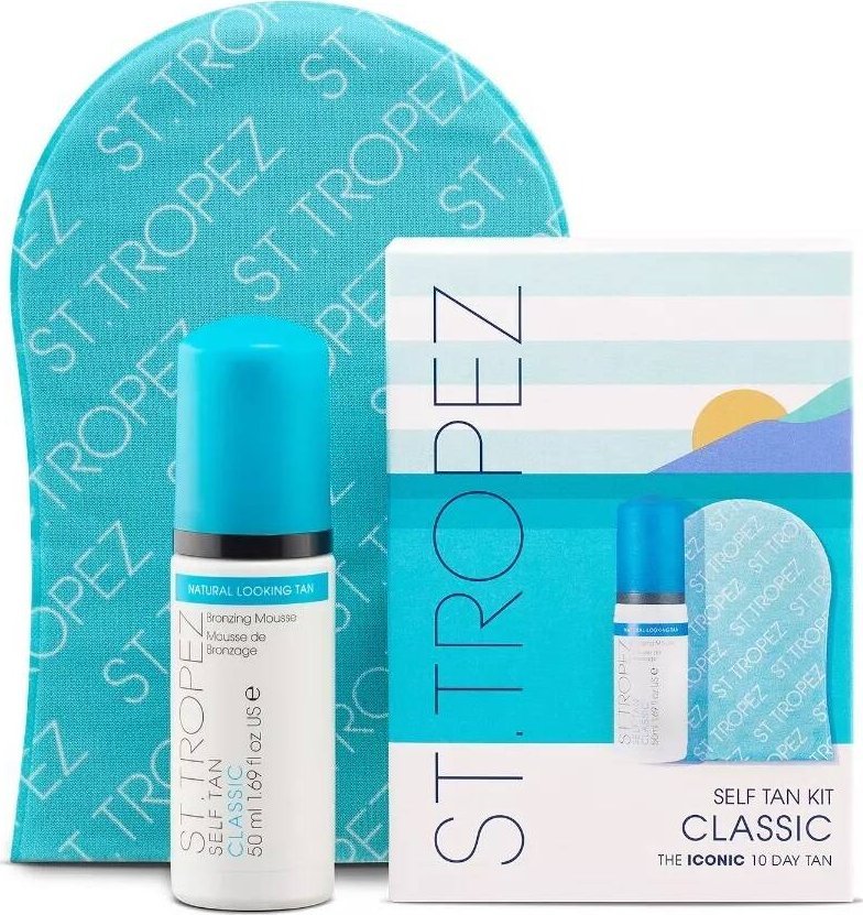 ST.TROPEZ St. Tropez Self Tan Classic zestaw samoopalająca ultra nawilżająca pianka 50ml + rękawica