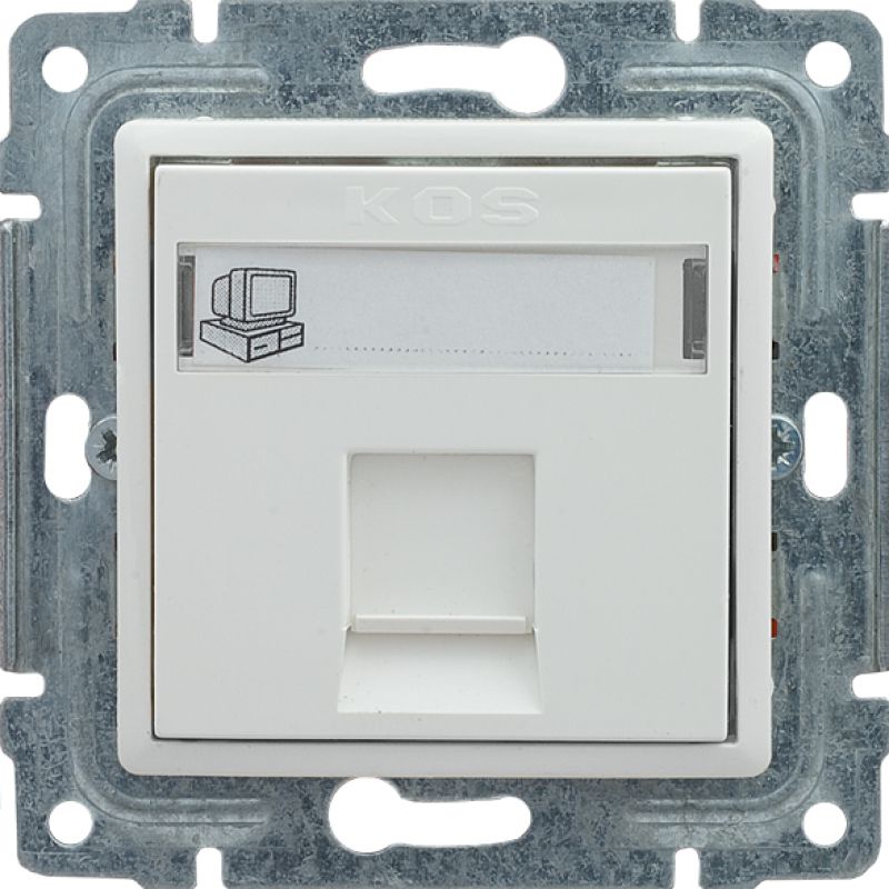 KOS Gniazdo pojedyncze Vena komputerowe RJ45 nieekranowane etykieta biały (510465)