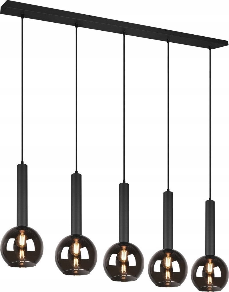 Pendant lamp TRIO CLAYTON, 5 x E27, max 28W, black, 115 x20 x h150 cm