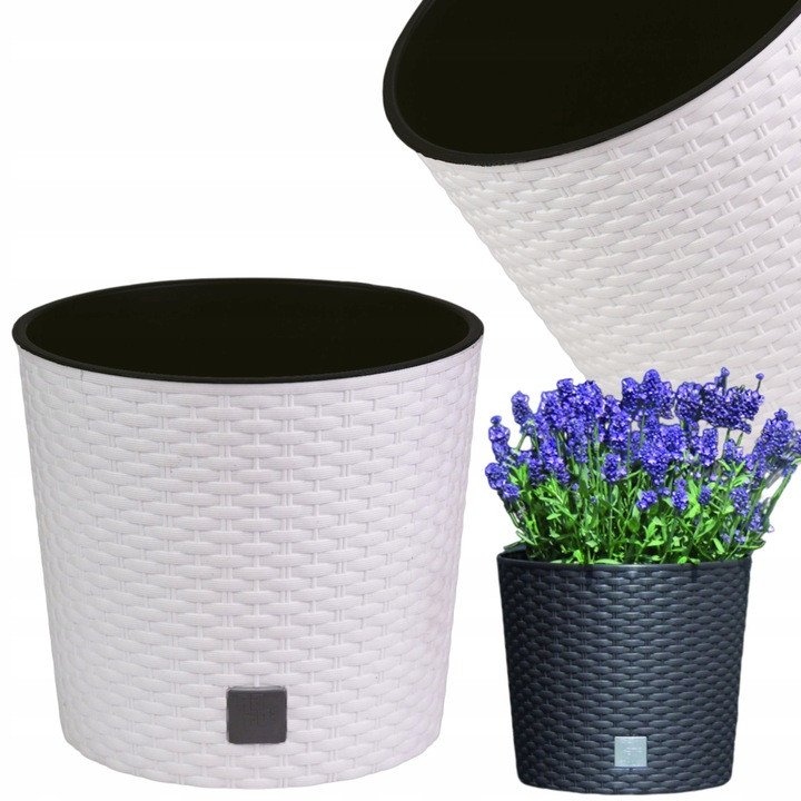 Doniczka okrągła ratanowa 20cm z wkładem Donica + wkład dystansowy