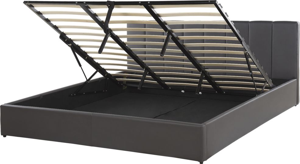 Beliani Łóżko z pojemnikiem ekoskóra 180 x 200 cm szare DREUX