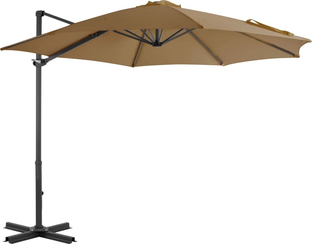 vidaXL Parasol wiszący z aluminiowym słupkiem, 300 cm, taupe
