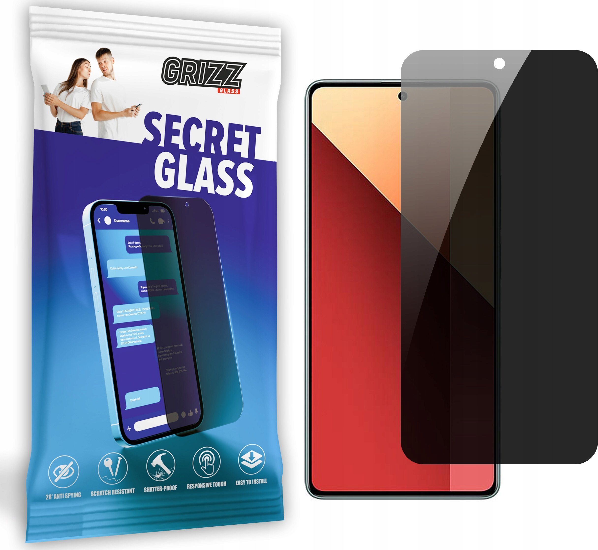 GrizzGlass Szkło prywatyzujące GrizzGlass SecretGlass do Xiaomi Redmi Note 13 Pro 4G