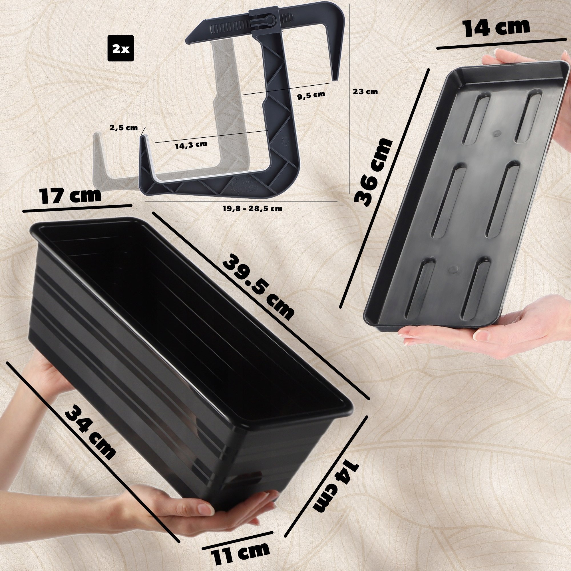 Kadax KADAX Skrzynka Balkonowa Doniczka Z Uchwytami 40cm