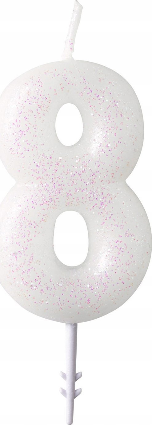 AMSCAN Świeczka cyferka 8 m błyszcząca 9904383