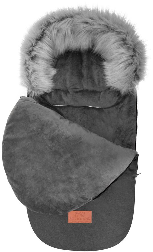 Bocioland śpiworek do wózka z futerkiem - Szary, rozmiar 95 U