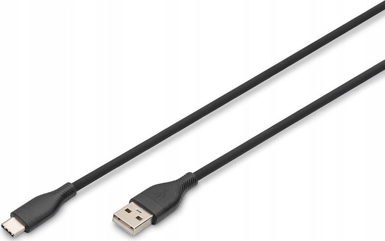 Kabel USB Digitus USB-A - USB-C 1 m Czarny (AK-300340-010-S)
