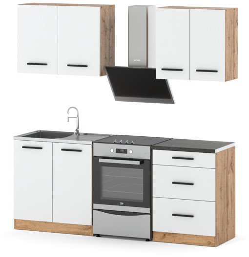 Meble Kuchenne Białe Nowoczesne Zestaw Mini Mokka Modułowy Szafki 2.0m