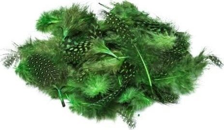 Dekoracja świąteczna BREWIS Piórka nakrapiane zielone 3g