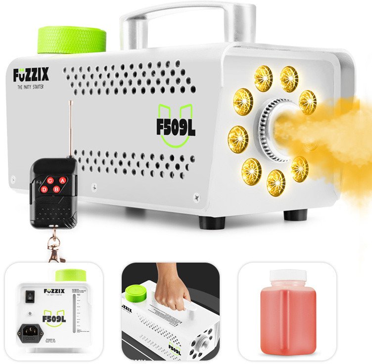 Wytwornica dymu F509LW z efektem LED RGB biała Fuzzix+ płyn gratis one size