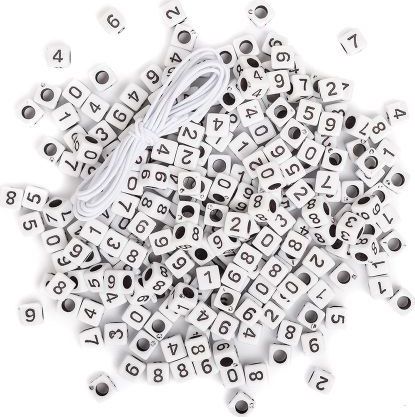 DP Craft Koraliki DPCRAFT 40g - Cyferki czarne na białej bazie Dalprint