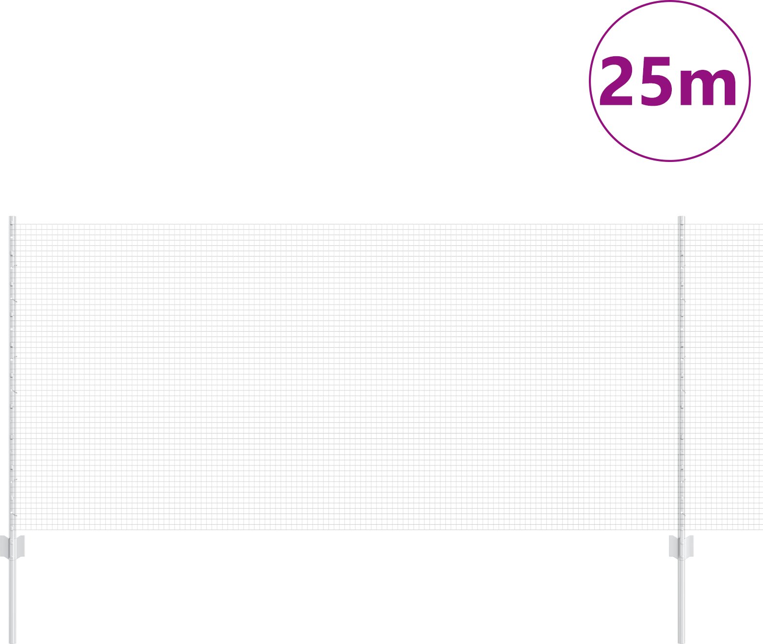 vidaXL Ogrodzenie z drutu spawanego z 22 słupkami Srebrne 1x25 m Stal