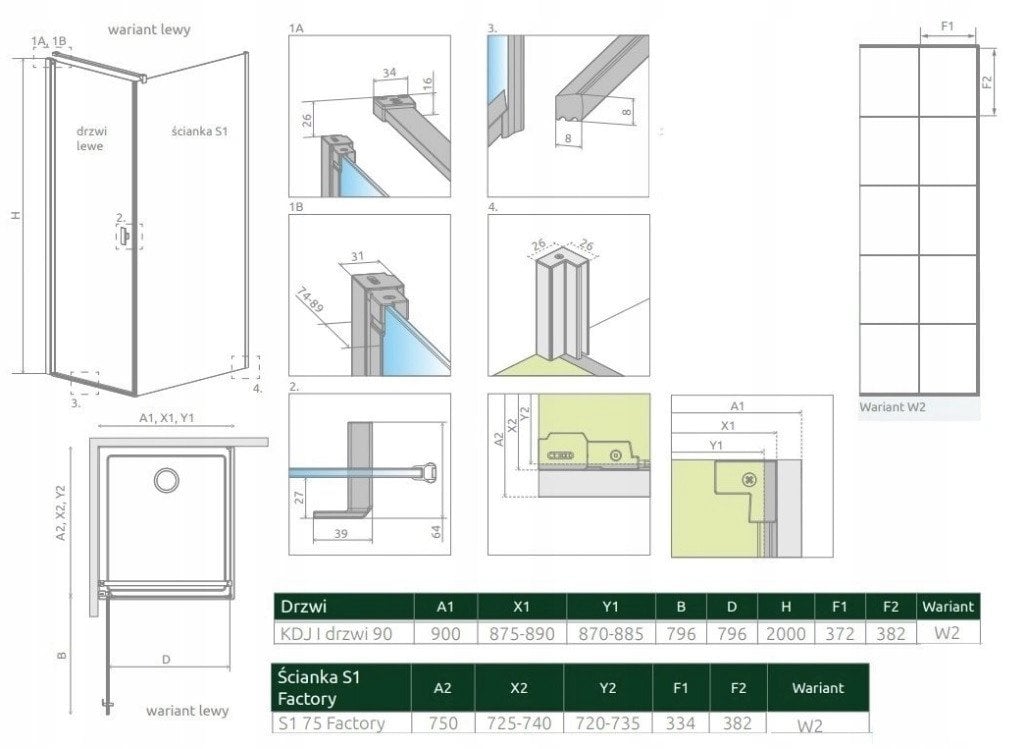 NES KDJ I DRZWI 90 L CZARNY/FACTORY