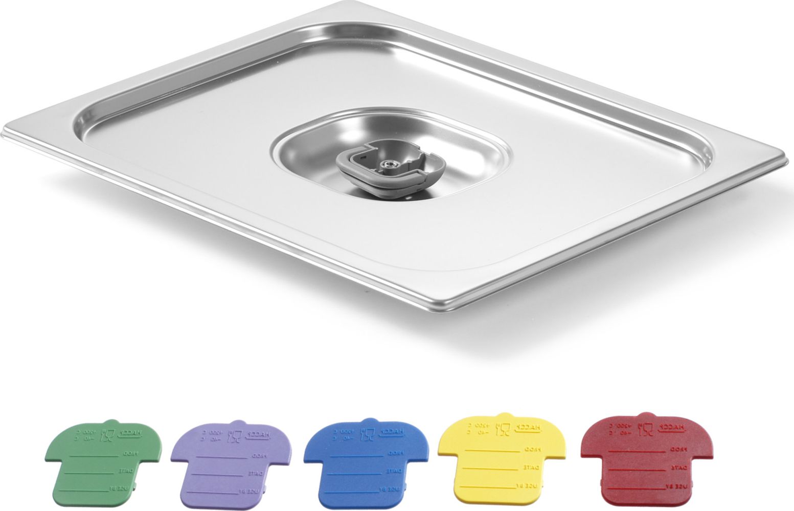Hendi Pokrywka do pojemnika GN z kolorowymi klipsami Haccp GN1/4 265x162mm stal nierdzewna - Hendi 805244 Pokrywka do pojemnika GN z kolorowymi klipsa