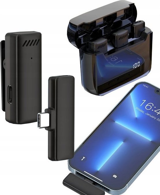 Mikrofon Spreest BEZPRZEWODOWY MIKROFON KRAWATOWY USB C DLA ANDROID IOS STREAMING LIVE VLOG