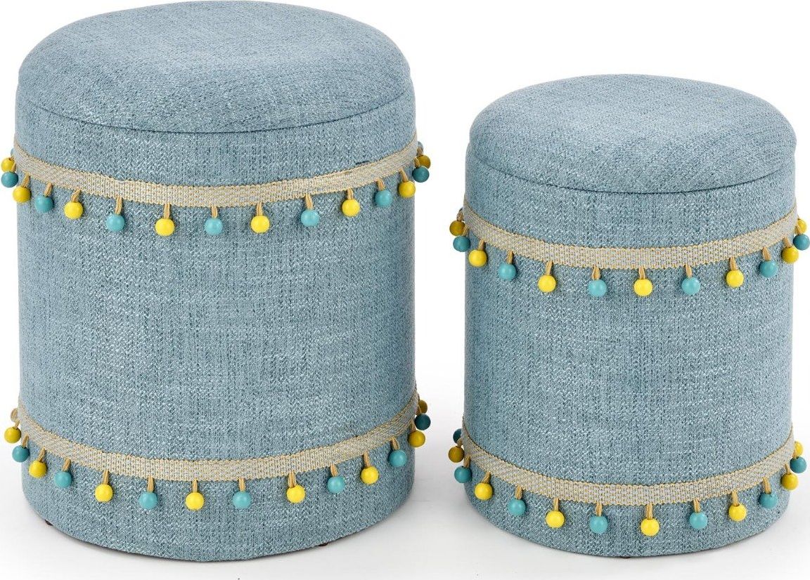 Halmar Zestaw puf GRADO jasnoniebieski