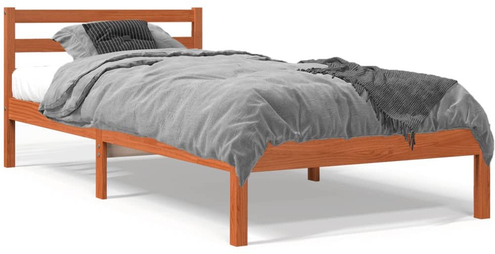 vidaXL Rama łóżka, woskowy brąz, 90x200 cm, lite drewno sosnowe