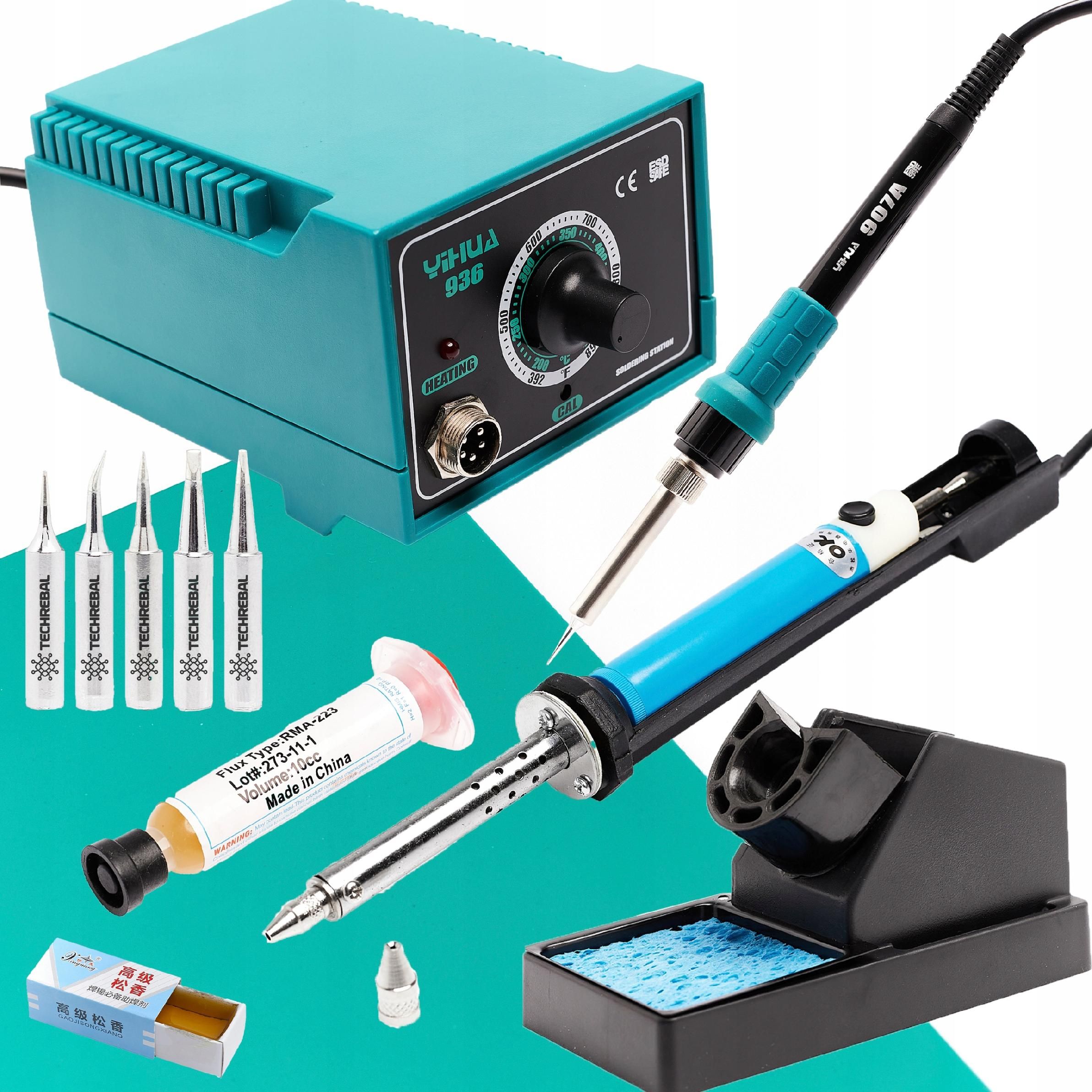 Techrebal Zestaw stacja lutownicza Yihua 936 Grot+
