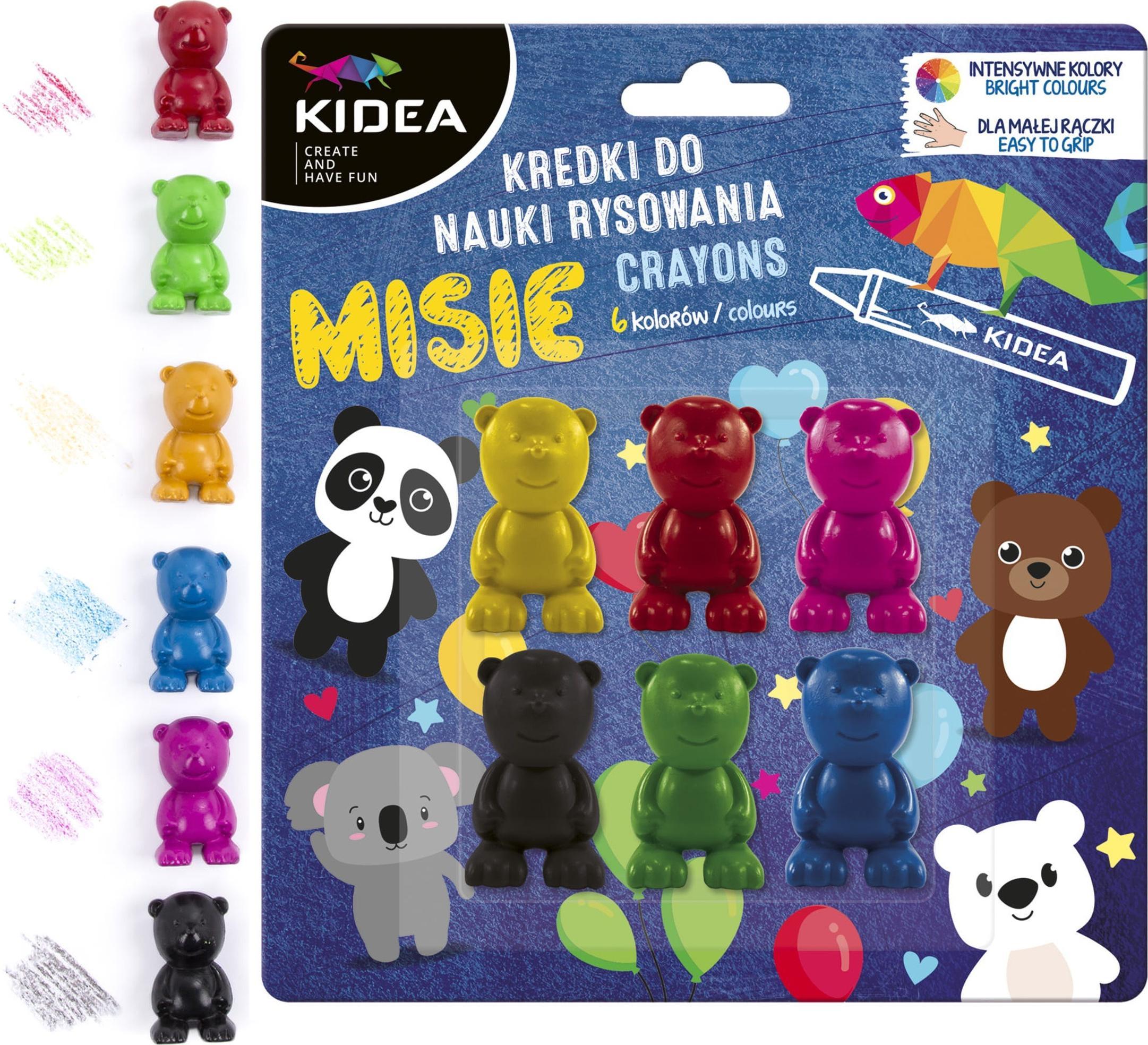 Derform Kredki misie do nauki rysowania 6 kolorów Kidea
