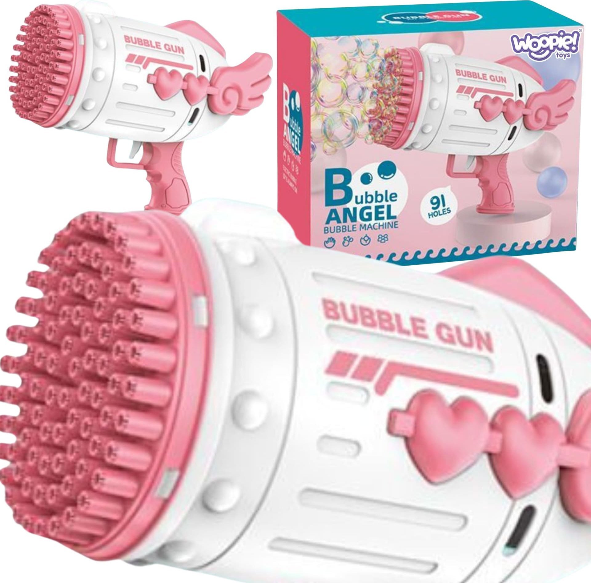 Woopie Pistolet do Robienia Baniek Mydlanych 91 Otworów Różowy