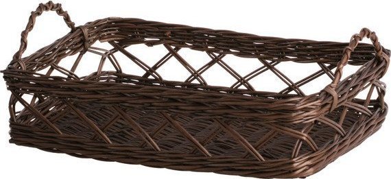 WickerPL Ażurowa Taca wiklinowa z Uchwytami 44x33 H 12/16 cm