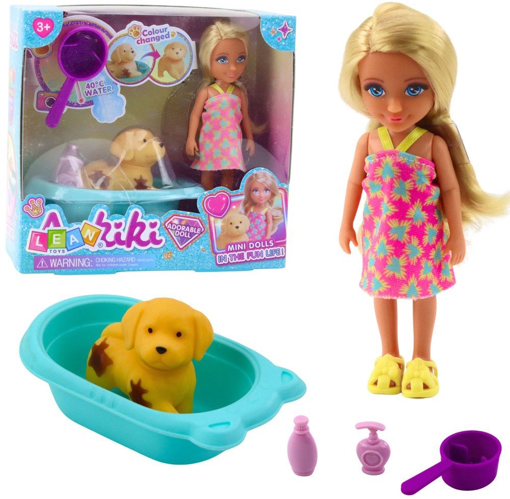 Zestaw Lalka Piesek Wanna Kąpiel Akcesoria Interaktywne Dla Dziewczynek