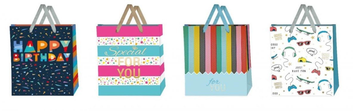 Torebka ozdobna duża 30x42x12cm Nastolatki mix