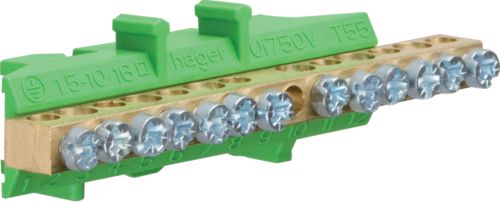 Hager Listwa przyłączeniowa 13 otworów zielona 6 x 16mm2 7 x 10mm2 (KM13E)