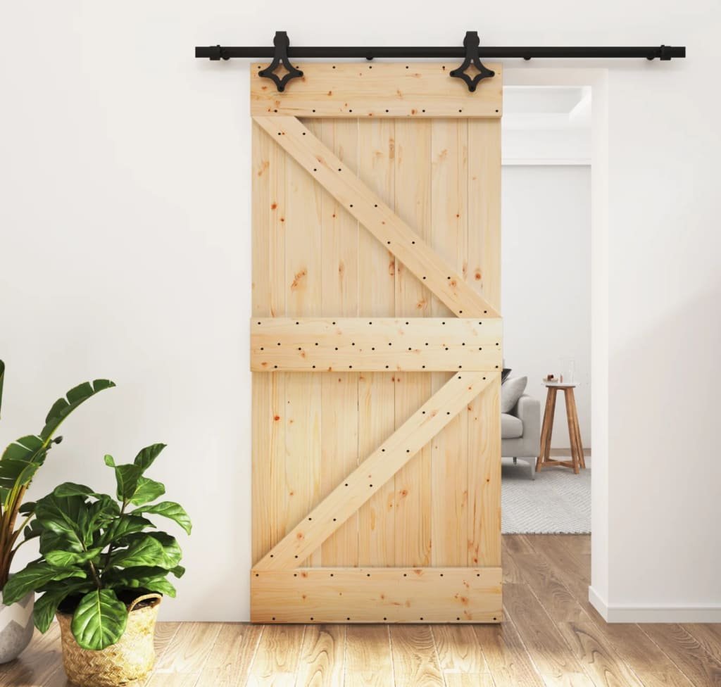 vidaXL vidaXL Drzwi przesuwne z osprzętem, 95x210 cm, lite drewno sosnowe