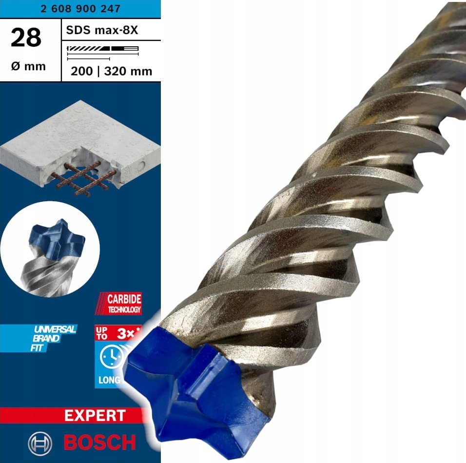 Wiertło Bosch Bosch hammer drill bit SDS max-8X 28x200x320mm - 2608900247 EXPERT RANGE