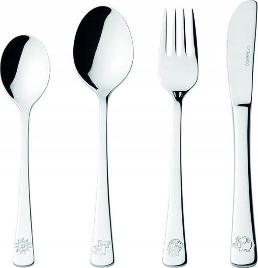 Leonardo Zestaw 4cz sztućców dla dzieci krokodyl,lew,słoń BAMBINI - Leonardo