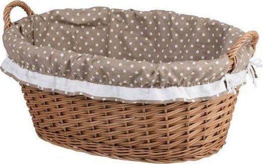 Kosz na pranie WickerPL OWALNY WIKLINOWY KOSZ WANIENKA NA PRANIE KOSZ NA ZABAWKI Z OBSZYCIEM 60X44X23 CM