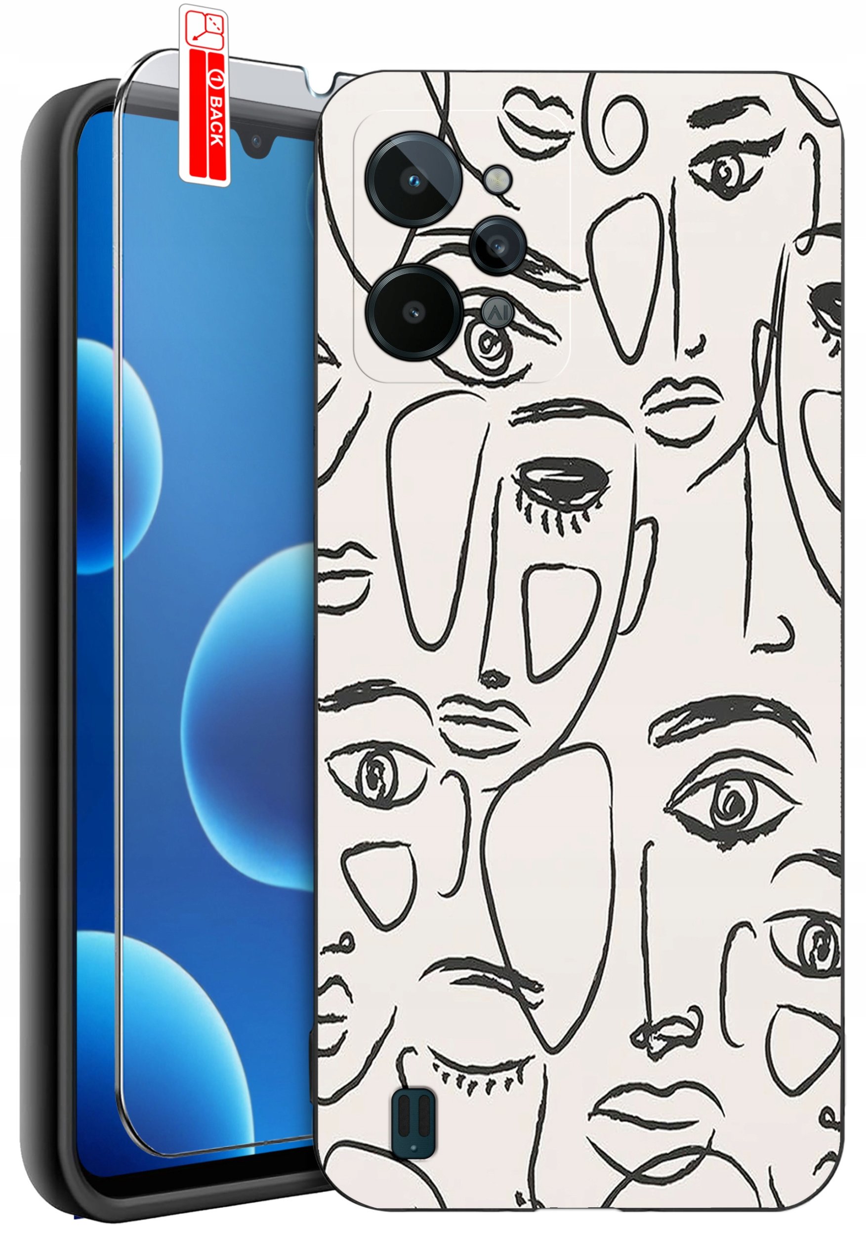 ETUI do Realme C31| WZORY | SILIKONOWE MATT CASE + SZKŁO 9H