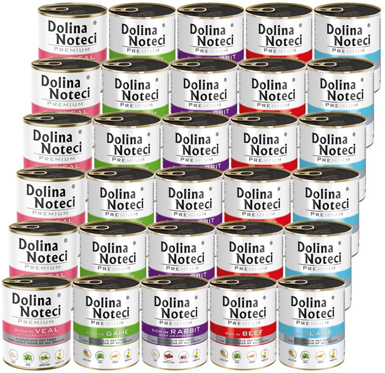 Dolina Noteci Mokra karma dla psa Premium mix 5 smaków bez ryb i drobiu zestaw 30 x 800 g