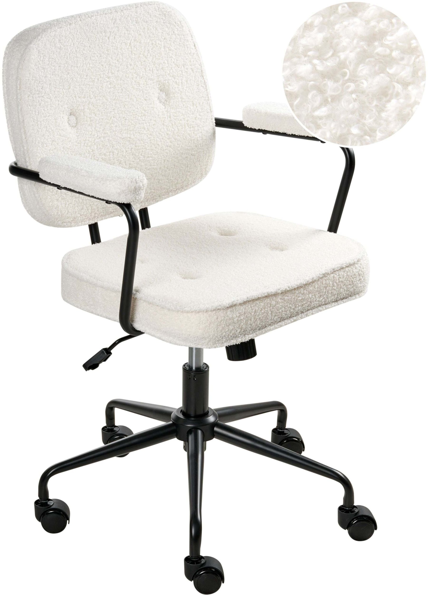 Krzesło obrotowe PAWNEE Boucle Złamana biel