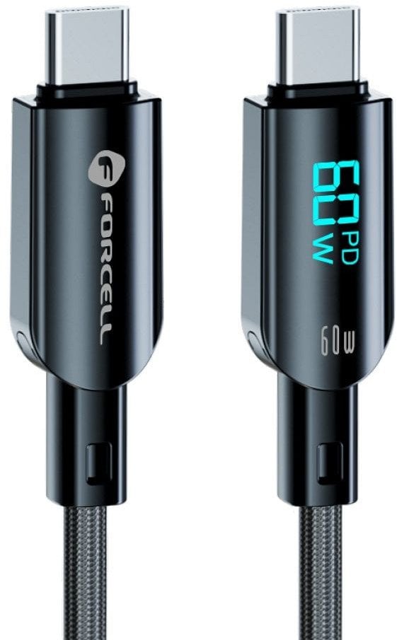 Kabel USB ForCell USB-C - USB-C 1.2 m Czarny
