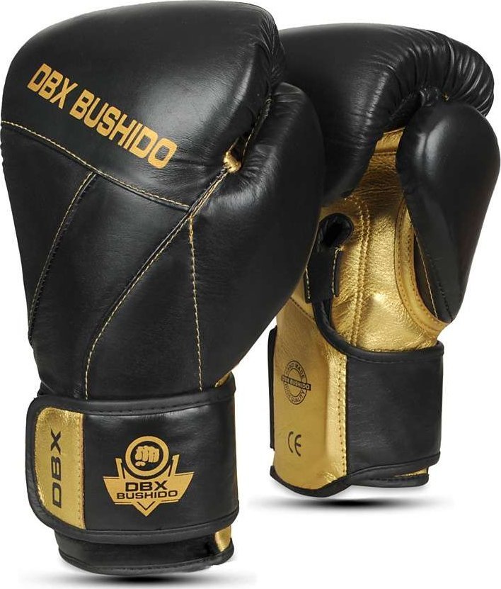DBX BUSHIDO Rękawice bokserskie "Hammer - Gold" ze skóry naturalnej 12oz 2346