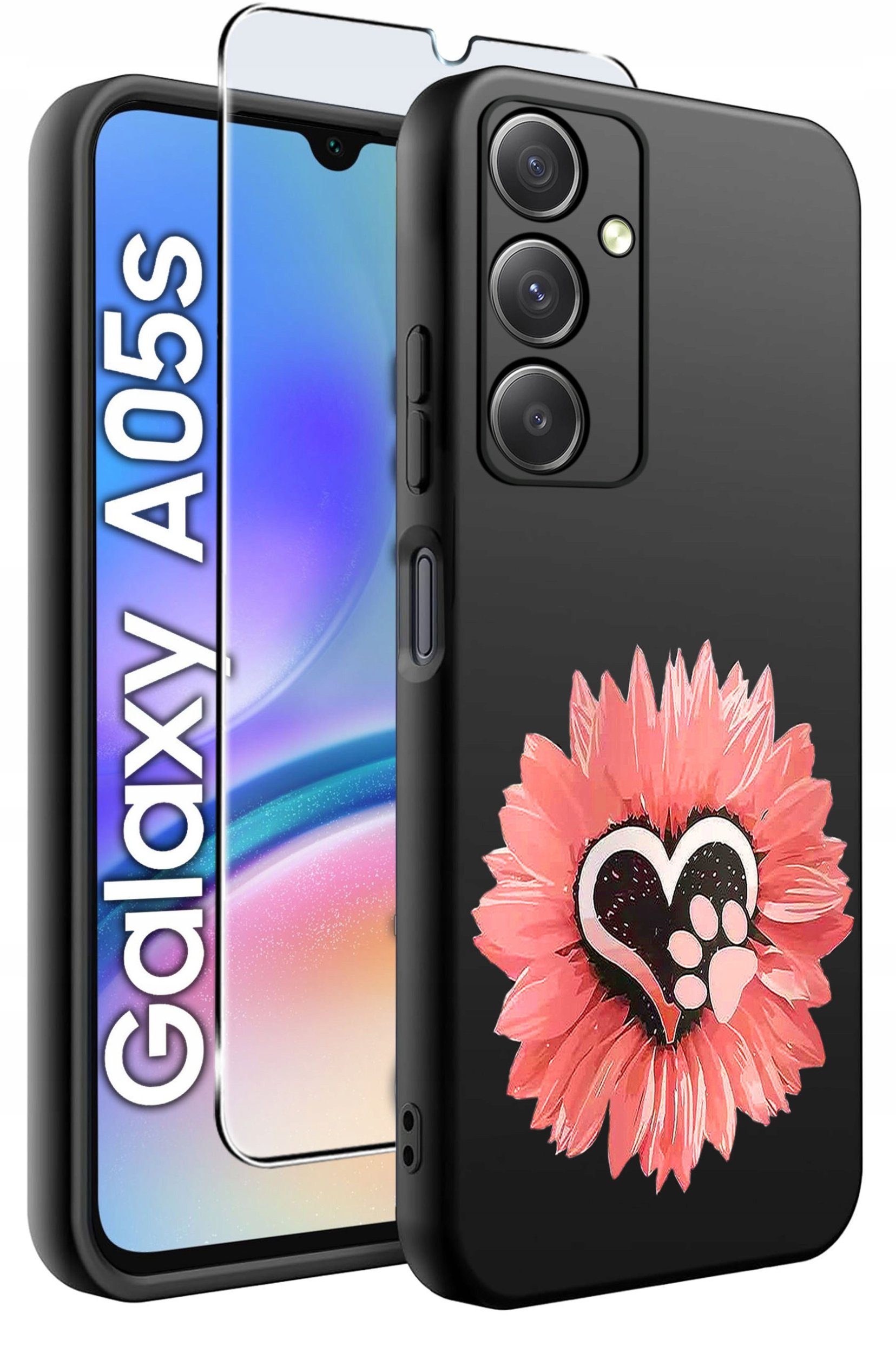 ETUI do Samsung A05s WZORY | SILIKONOWE MATT CASE + SZKŁO 9H