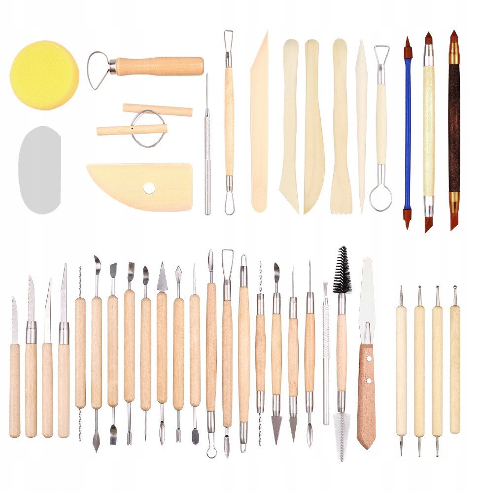 ZESTAW Narzędzi RZEŹBIARSKICH GLINA GIPS 42szt XXL