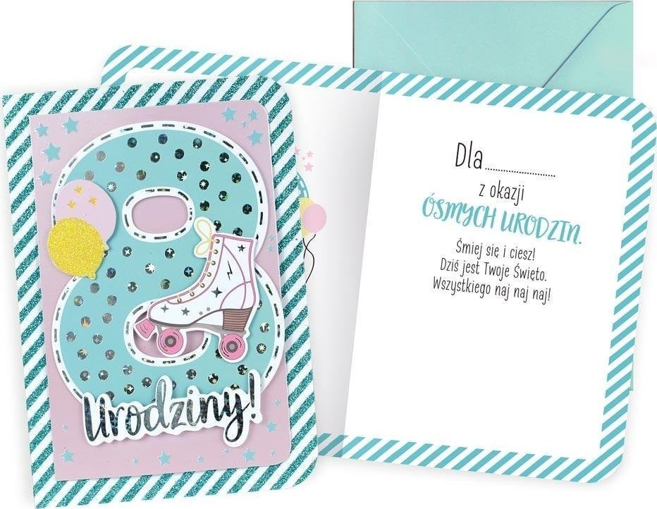 Karnet B6 Urodziny 8 dziewczynka