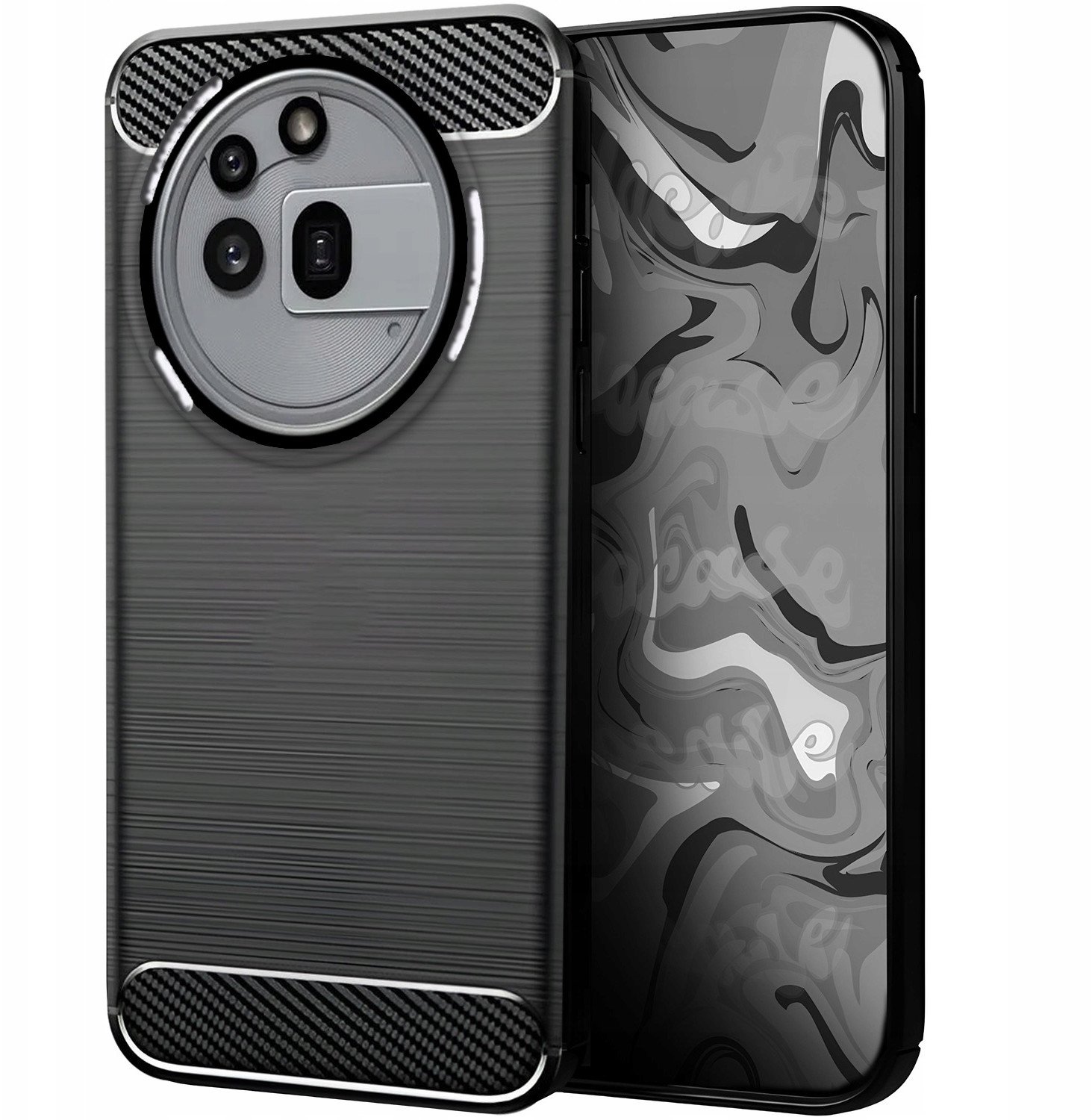 Etui do Nothing Phone 3A Pro (Czarne, Pancerne, Karbon, Pokrowiec, Plecki)